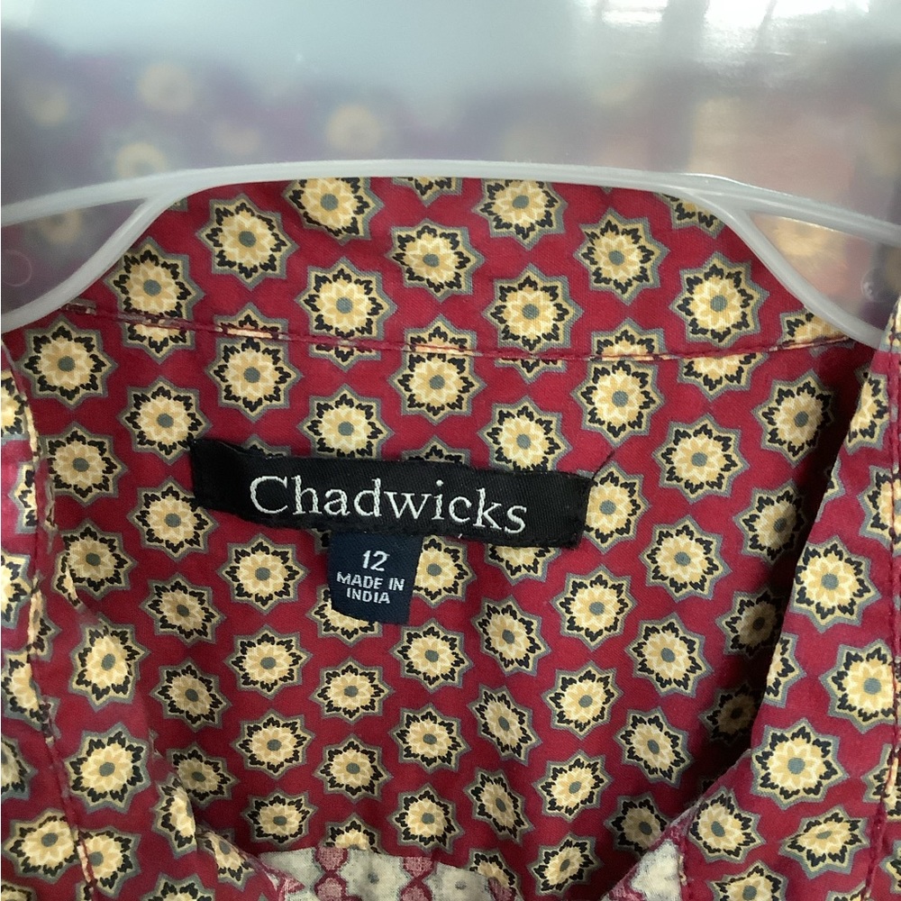Closet DumpChadwicks Red/Maroon Floral Foulard Women's Shirt Size 12